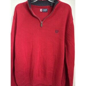 Vintage Chaps Red 1/4 Zip Pullover Y2K 90s Retro Holiday Designer Sweater SzL